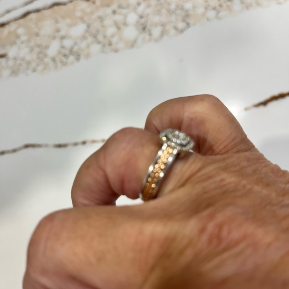 Rose / white gold Diamond ring - Picture 2 of 3